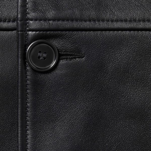 Supreme Schott Leather Car Coat - Black (front)