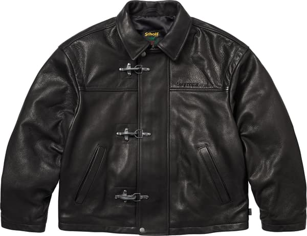 Supreme Schott Leather Clip Jacket - Black (front)