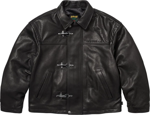 Supreme Schott Leather Clip Jacket - Black (front)
