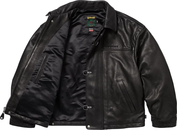 Supreme Schott Leather Clip Jacket - Black (front)