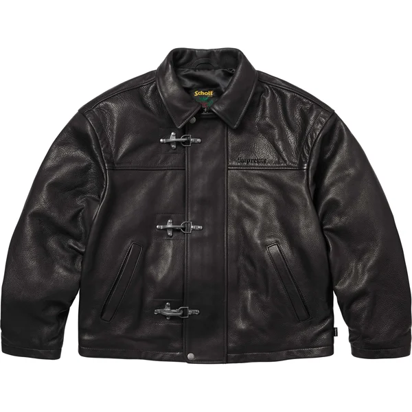 Supreme Schott Leather Clip Jacket - Black (front)