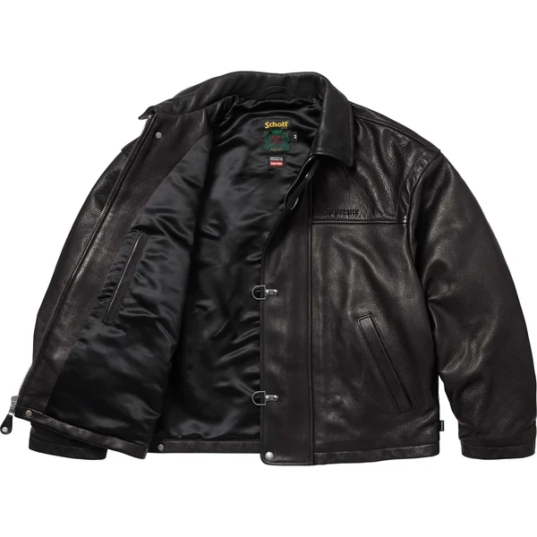 Supreme Schott Leather Clip Jacket - Black (front)