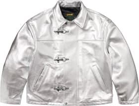 Supreme Schott Leather Clip Jacket Silver