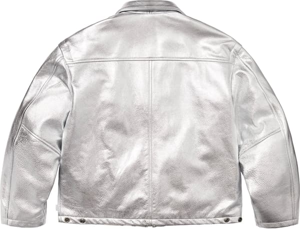 Supreme Schott Leather Clip Jacket - Silver (front)