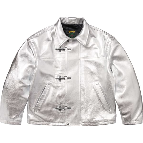 Supreme Schott Leather Clip Jacket - Silver (front)