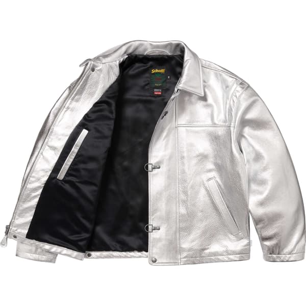 Supreme Schott Leather Clip Jacket - Silver (front)