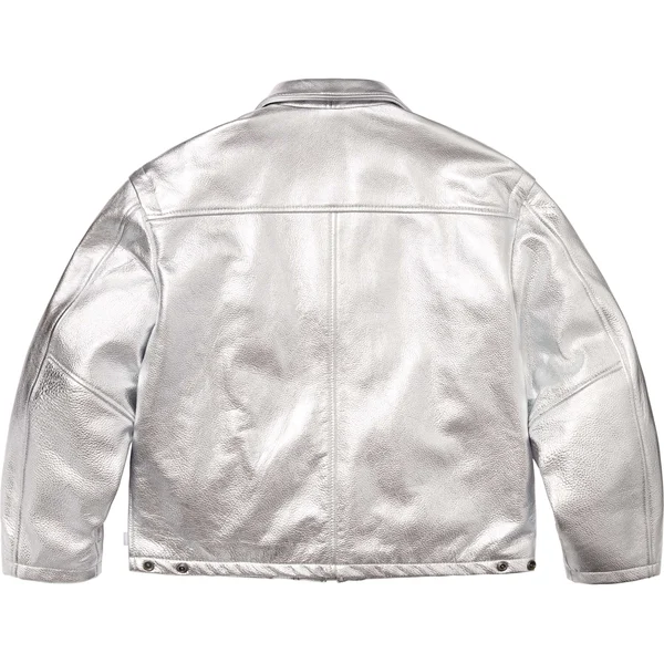 Supreme Schott Leather Clip Jacket - Silver (front)