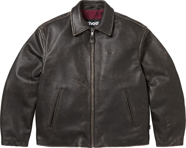 Supreme Schott Leather Racer Jacket - Black (front)