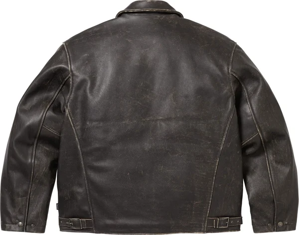 Supreme Schott Leather Racer Jacket - Black (front)
