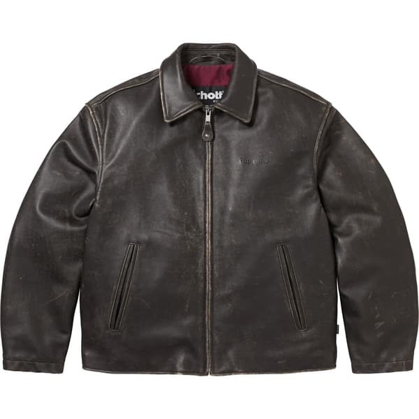 Supreme Schott Leather Racer Jacket - Black (front)