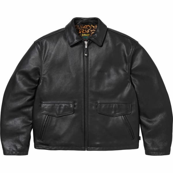 Supreme Schott Leather Racer Jacket - Black (front)