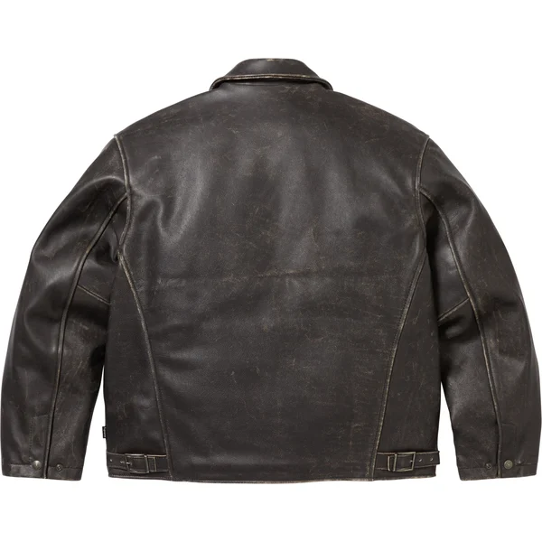 Supreme Schott Leather Racer Jacket - Black (front)