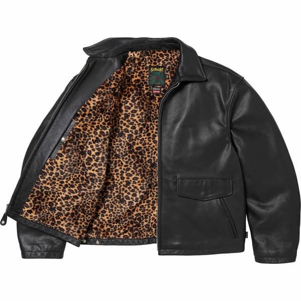 Supreme Schott Leather Racer Jacket - Black (front)
