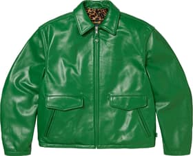 Supreme Schott Leather Racer Jacket Green
