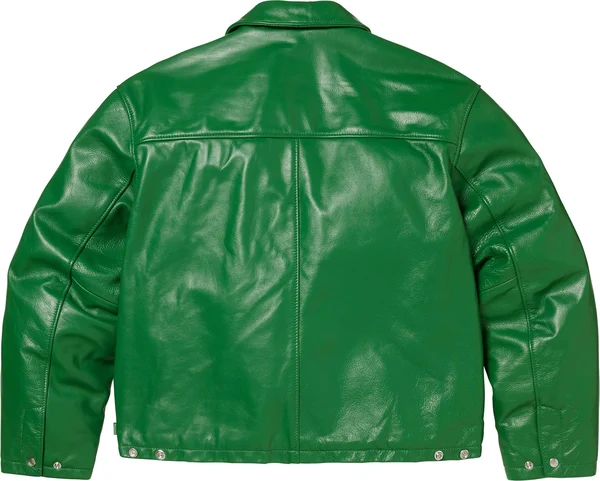 Supreme Schott Leather Racer Jacket - Green (front)