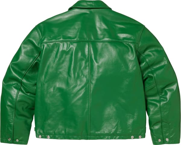 Supreme Schott Leather Racer Jacket - Green (front)