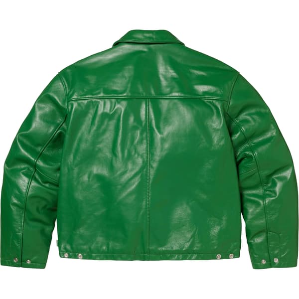 Supreme Schott Leather Racer Jacket - Green (front)