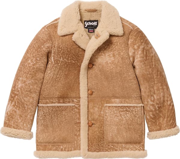 Supreme Schott Shearling Coat - Tan (front)