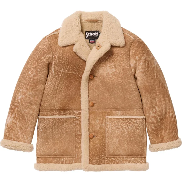 Supreme Schott Shearling Coat - Tan (front)