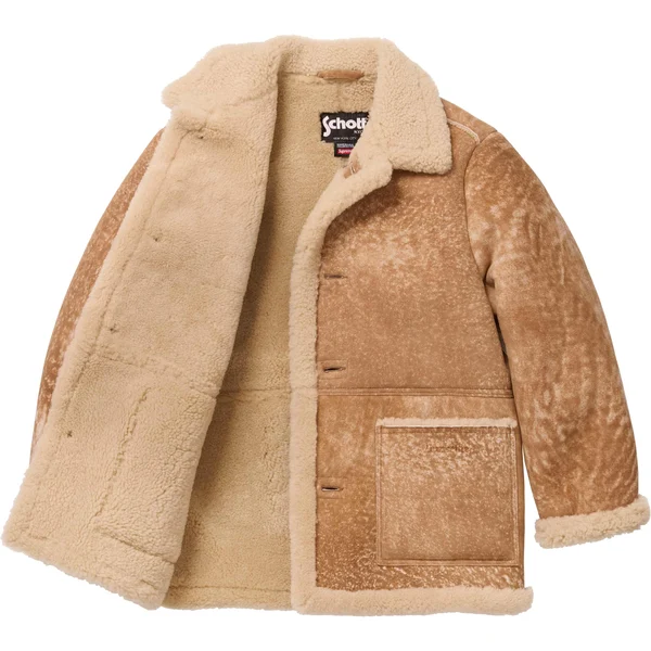 Supreme Schott Shearling Coat - Tan (front)