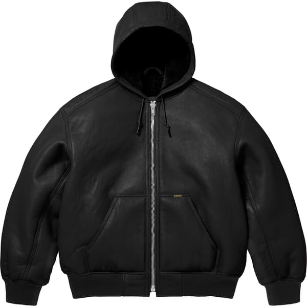 Supreme Schott Shearling Hooded Work Jacket - Black (front)