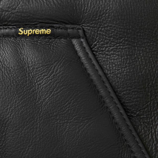 Supreme Schott Shearling Hooded Work Jacket - Black (front)