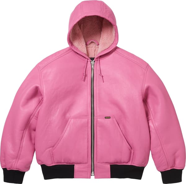 Supreme Schott Shearling Hooded Work Jacket - Pink (front)