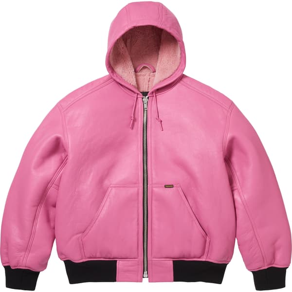 Supreme Schott Shearling Hooded Work Jacket - Pink (front)