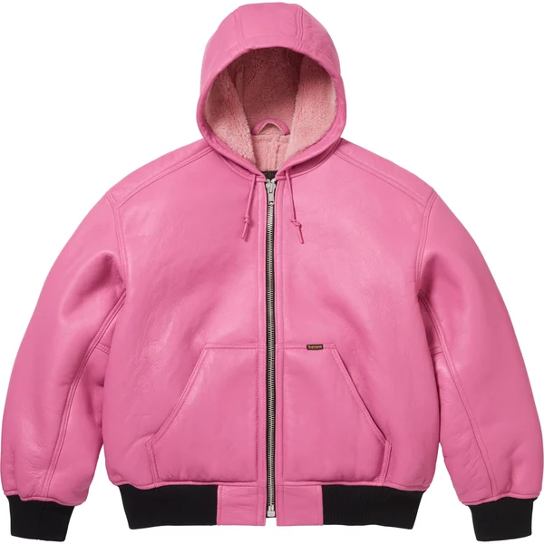 Supreme Schott Shearling Hooded Work Jacket - Pink (front)