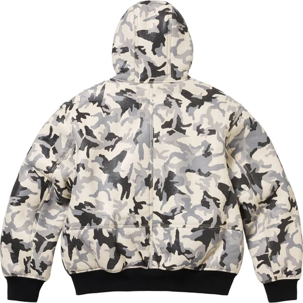 Supreme Schott Shearling Hooded Work Jacket - Snow Camo (front)