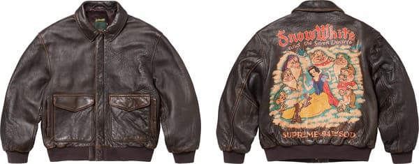 Supreme Schott Snow White Hand-Painted Leather A2 Jacket - Product Image