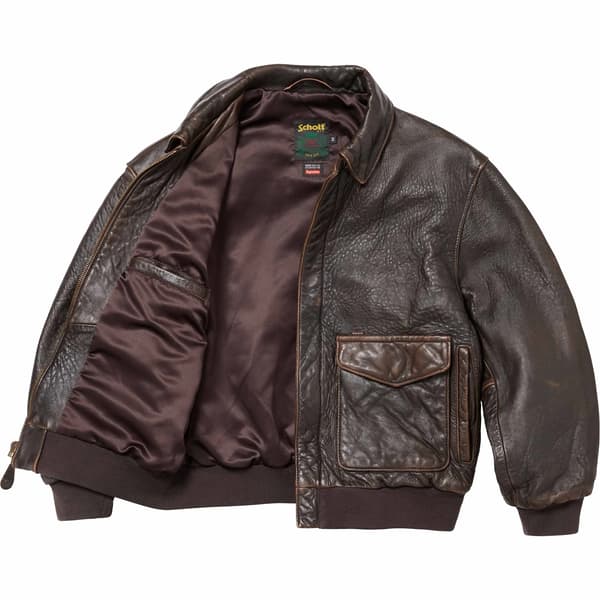 Supreme Schott Snow White Hand-Painted Leather A2 Jacket - Brown (front)