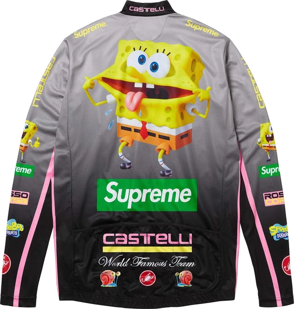 Supreme SpongeBob SquarePants Castelli L/S Cycling Jersey - Black (front)