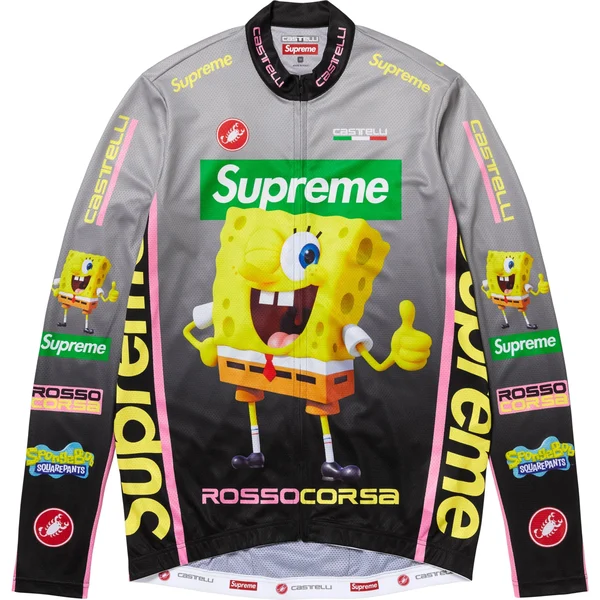 Supreme SpongeBob SquarePants Castelli L/S Cycling Jersey - Black (front)