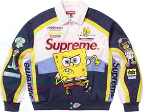 Supreme SpongeBob SquarePants Jeff Hamilton Racing Jacket White