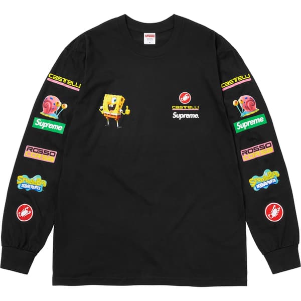 Supreme SpongeBob SquarePants Castelli Racing L/S Tee - Black (front)