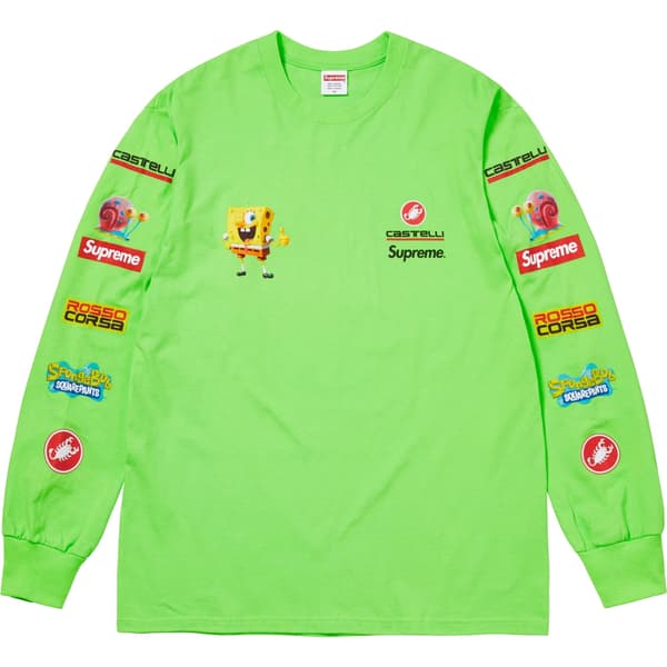 Supreme SpongeBob SquarePants Castelli Racing L/S Tee - Lime (front)