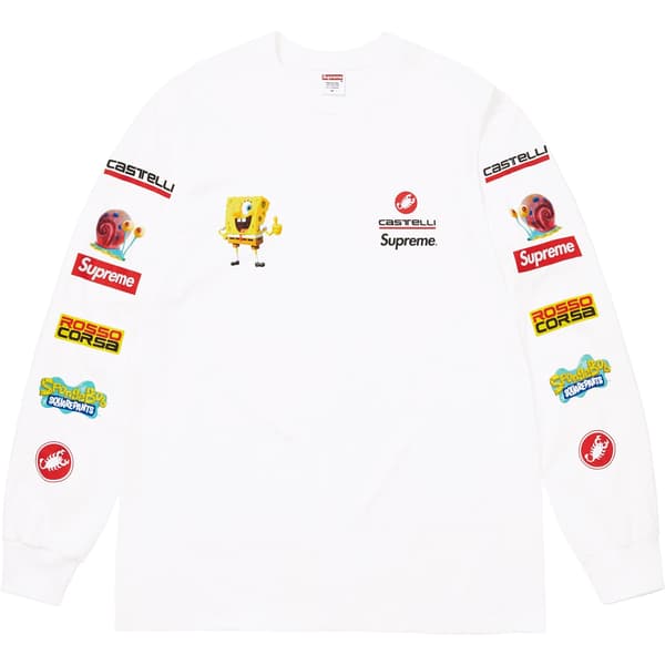 Supreme SpongeBob SquarePants Castelli Racing L/S Tee - White (front)
