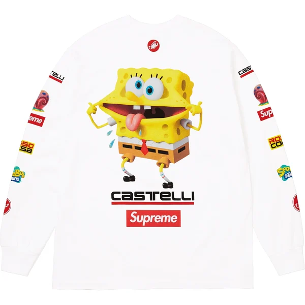 Supreme SpongeBob SquarePants Castelli Racing L/S Tee - White (front)