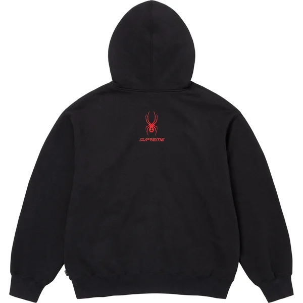 Supreme Spyder Zip Up Hooded Sweatshirt - Black (front)