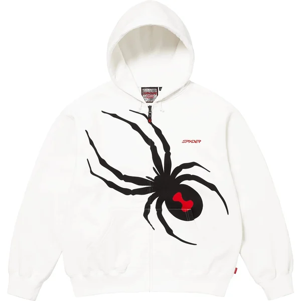 Supreme Spyder Zip Up Hooded Sweatshirt - White (front)