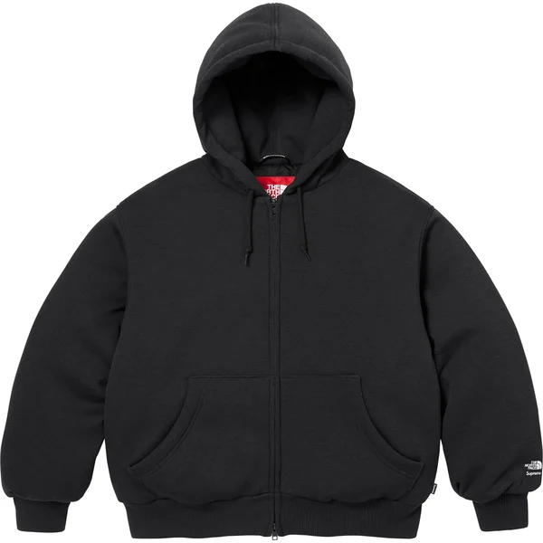 Supreme The North Face Down Zip Up Hooded Sweatshirt - Black (front)