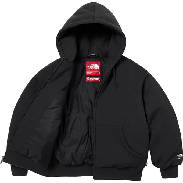 Supreme The North Face Down Zip Up Hooded Sweatshirt - Black (front)