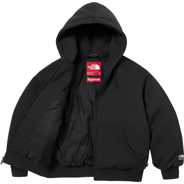Supreme The North Face Down Zip Up Hooded Sweatshirt - Black (front)