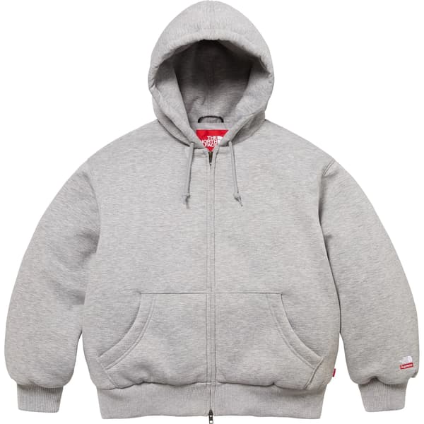 Supreme The North Face Down Zip Up Hooded Sweatshirt - Heather Grey (front)