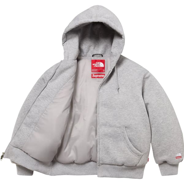 Supreme The North Face Down Zip Up Hooded Sweatshirt - Heather Grey (front)