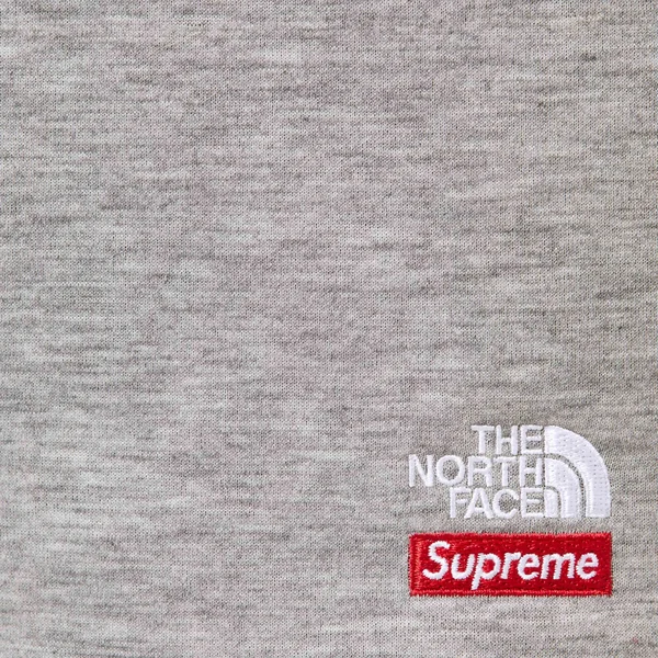 Supreme The North Face Down Zip Up Hooded Sweatshirt - Heather Grey (front)