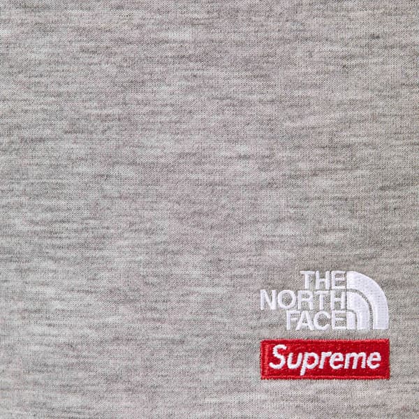 Supreme The North Face Down Zip Up Hooded Sweatshirt - Heather Grey (front)