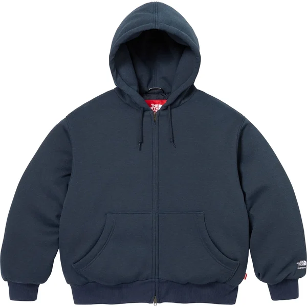 Supreme The North Face Down Zip Up Hooded Sweatshirt - Navy (front)