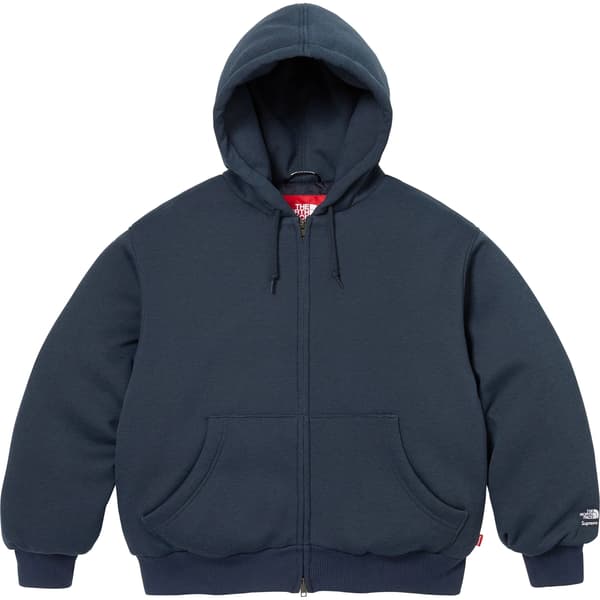 Supreme The North Face Down Zip Up Hooded Sweatshirt - Navy (front)